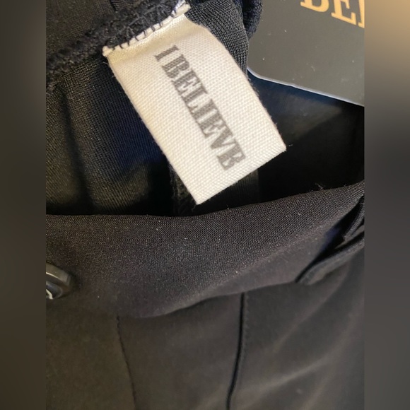 NWT SOLID BLACK SCUBA CARGO PANTS WIDE LEG size 1X - Picture 6 of 15